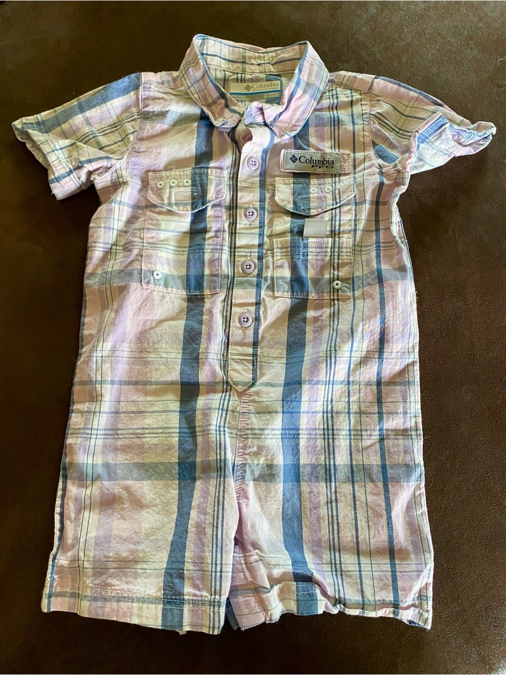 Columbia Kids Lavender and Blue Plaid Button-Front Romper